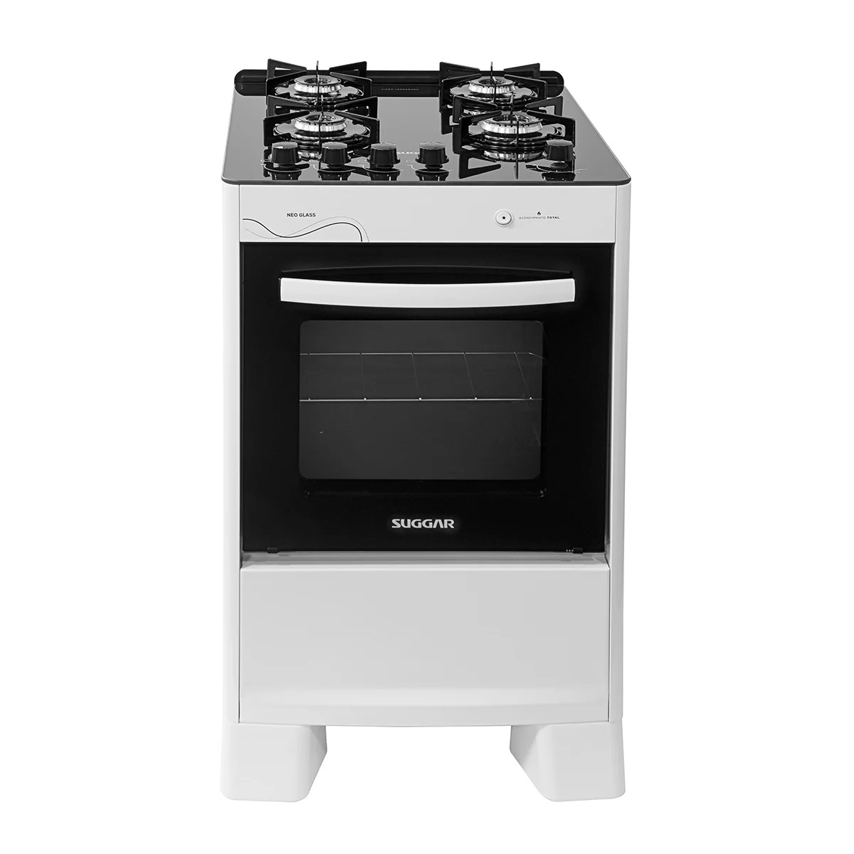 FOGÃO NEO GLASS 4 QUEIMADORES BIVOLT BRANCO - SUGGAR